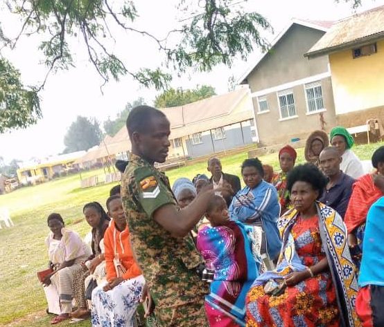 Ear,nose and throat students sensitizing patients at Butega Health center camp.